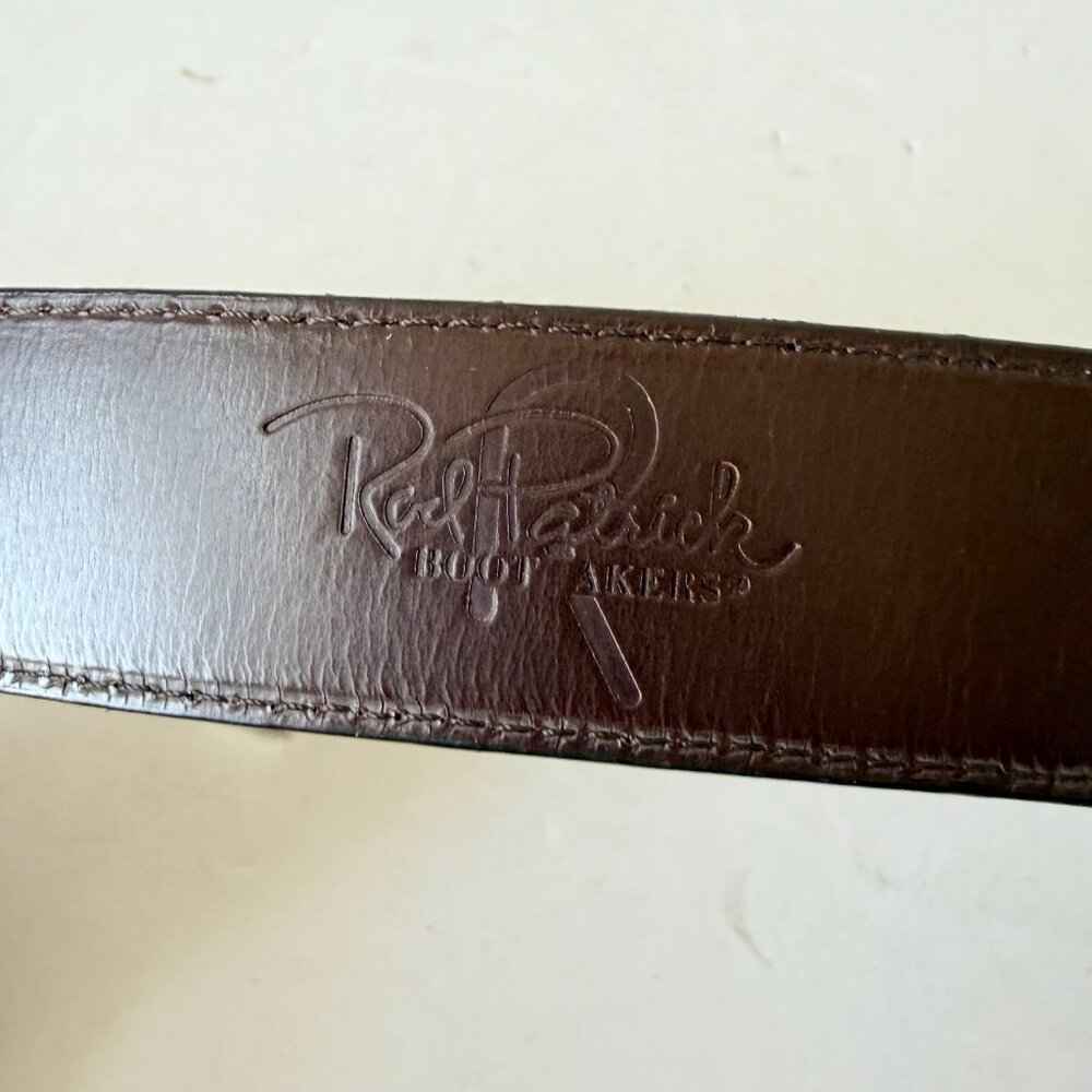 Rod Patrick Mens Full Quill Ostrich Leather Belt Dark Brown 1.25” Taper Sz 36 - Picture 6 of 11